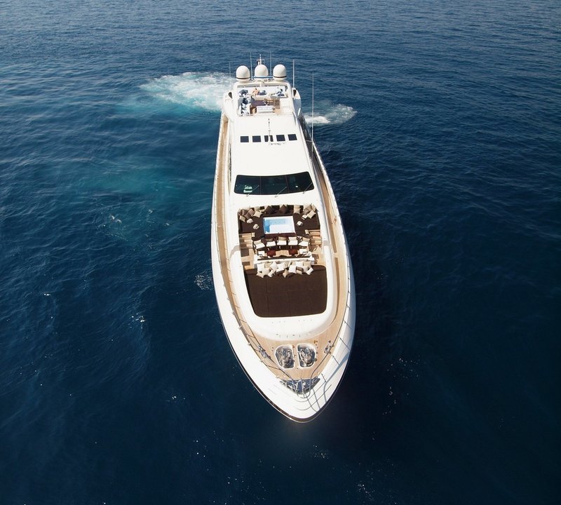 Ship's Bow: Yacht ZEUS I's From Above Aspect Image