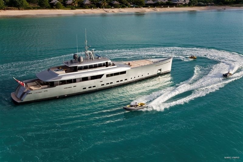 From Above Aspect Including Ship's Tenders On Board Yacht EXUMA