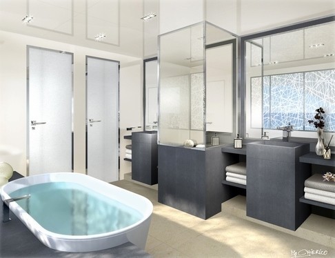 Main Master Bath: Yacht LA PELLEGRINA's Artist Rendering Captured