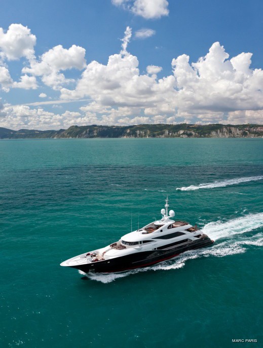 From Above Including Ship's Tender On Board Yacht LIBERTY