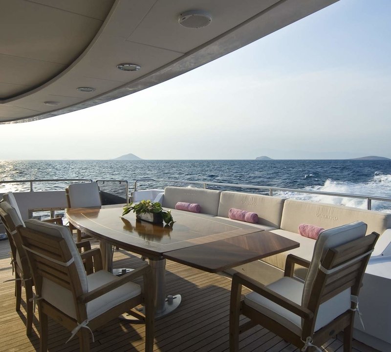 Eating/dining: Yacht O'NEIRO's Aft Deck Captured