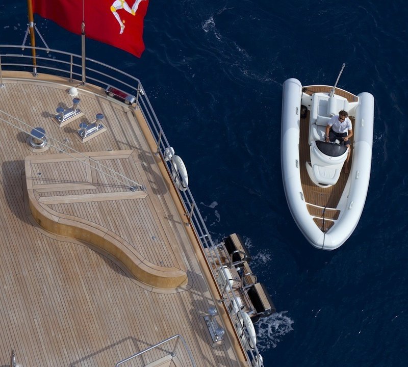 Ship's Tender Alongside Aboard Yacht LUNA