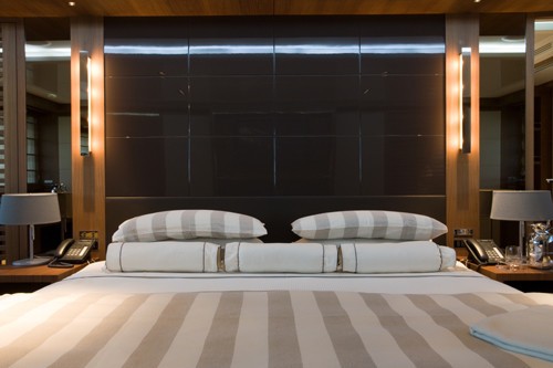 Berth Detail: Yacht SYNA's Main Master Cabin Pictured