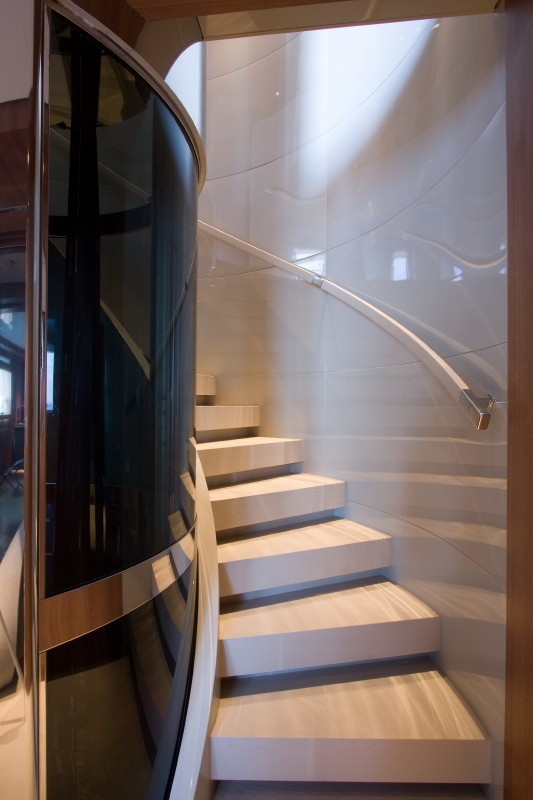 Lower Staircase Aboard Yacht SYNA