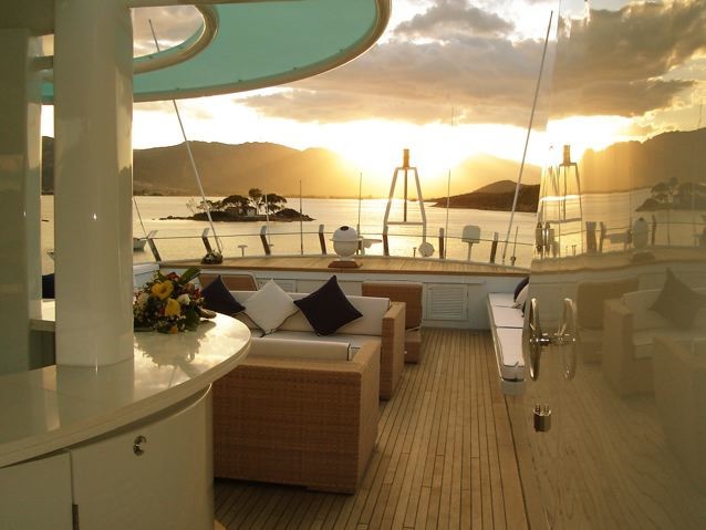 Sunset Dusk: Yacht ACHILLES's Sun Deck Image