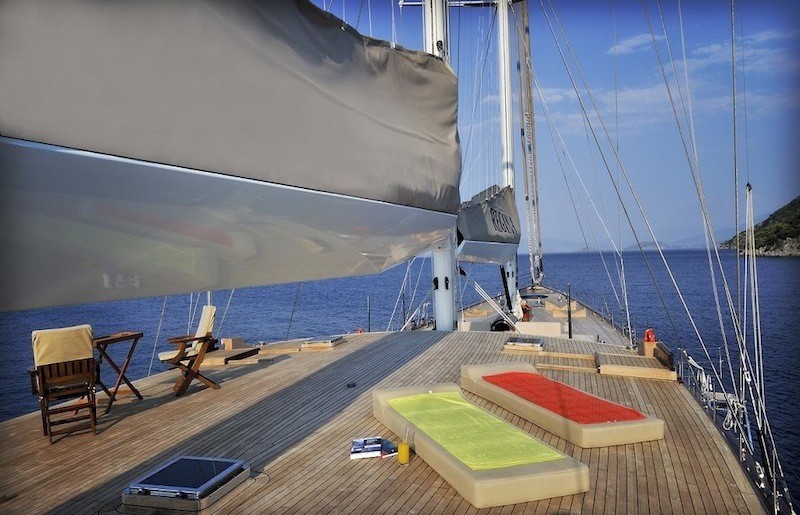 Fore Deck Sun Beds On Board Yacht REGINA