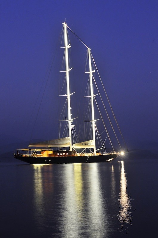 Evening Lighting Aboard Yacht REGINA