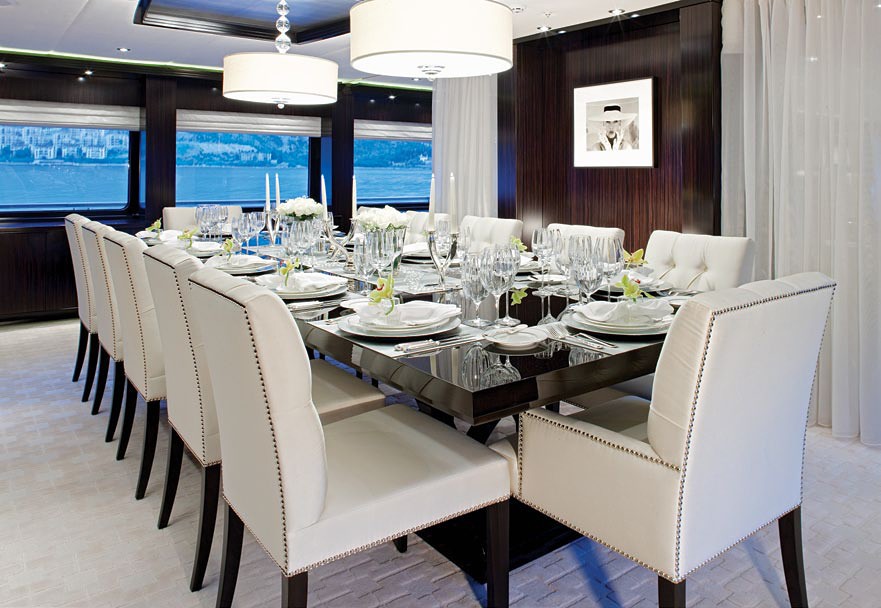 Night Time: Yacht CARPE DIEM's Eating/dining Saloon Pictured