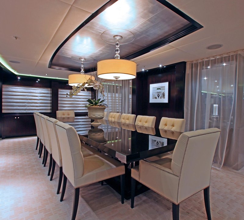 Evening: Yacht CARPE DIEM's Eating/dining Saloon Pictured
