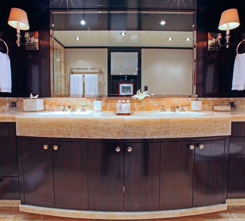 Forward Aspect: Yacht CARPE DIEM's Guest's Bath Pictured