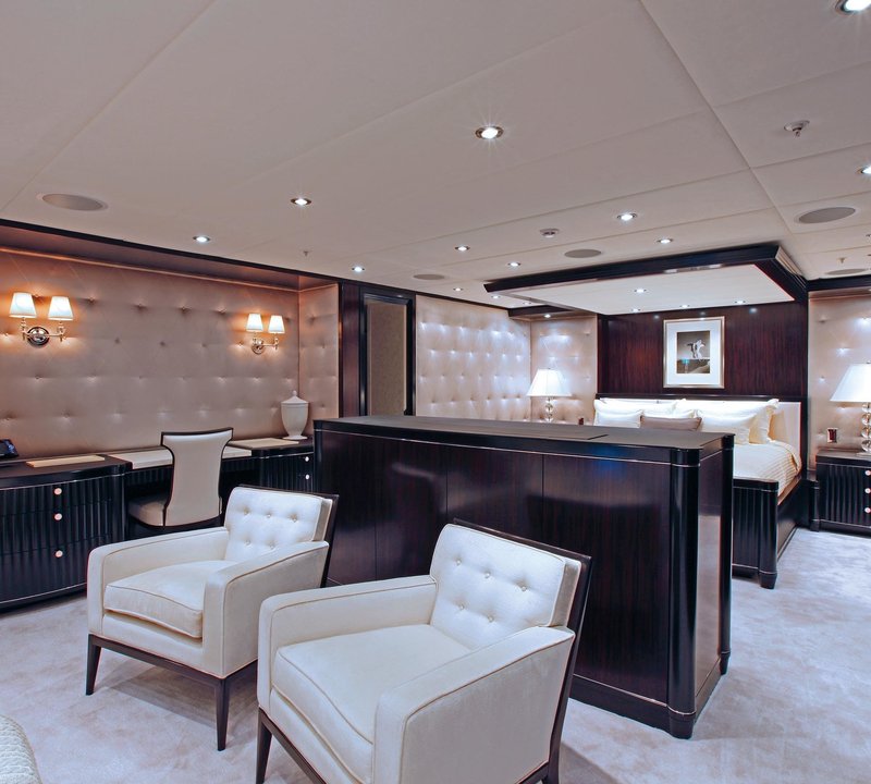 Lounging: Yacht CARPE DIEM's Main Master Cabin Pictured
