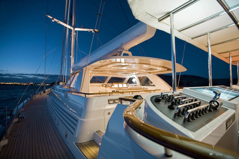 Evening: Yacht ETHEREAL's Pilot House Captured