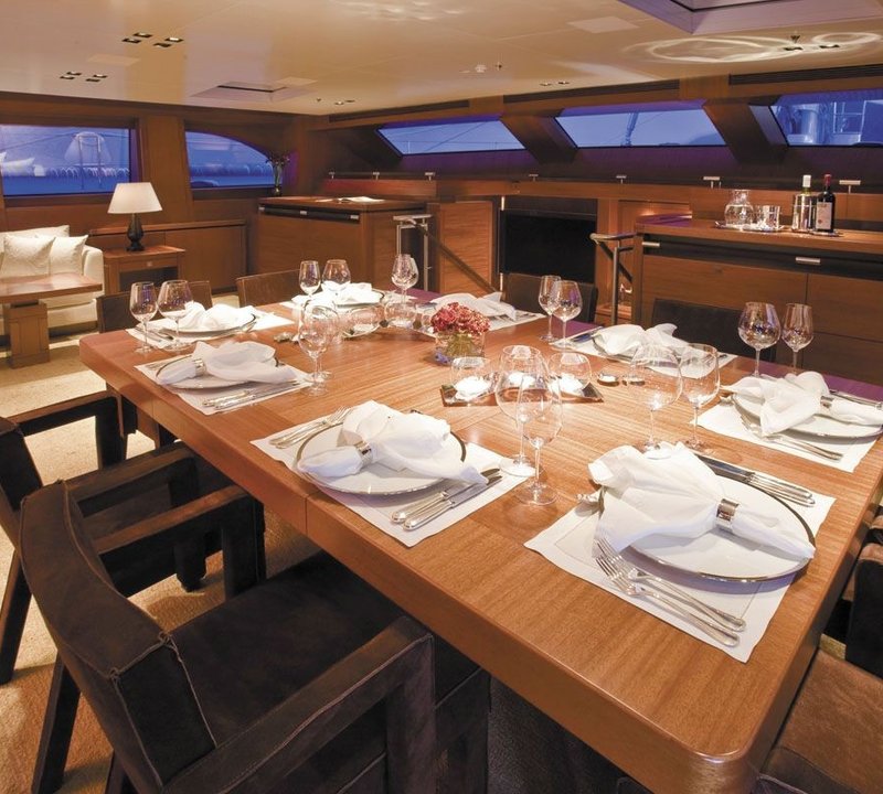 Night Time: Yacht ETHEREAL's Top Saloon Eating/dining Captured