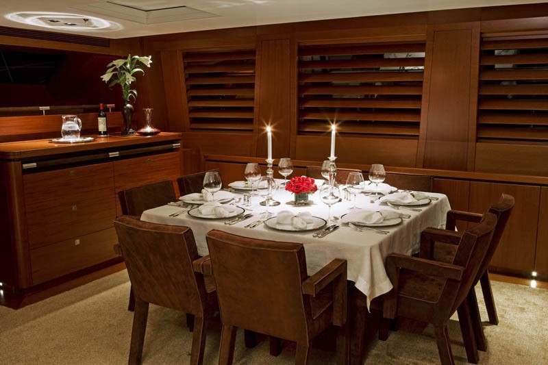 Evening: Yacht ETHEREAL's Top Saloon Eating/dining Photograph
