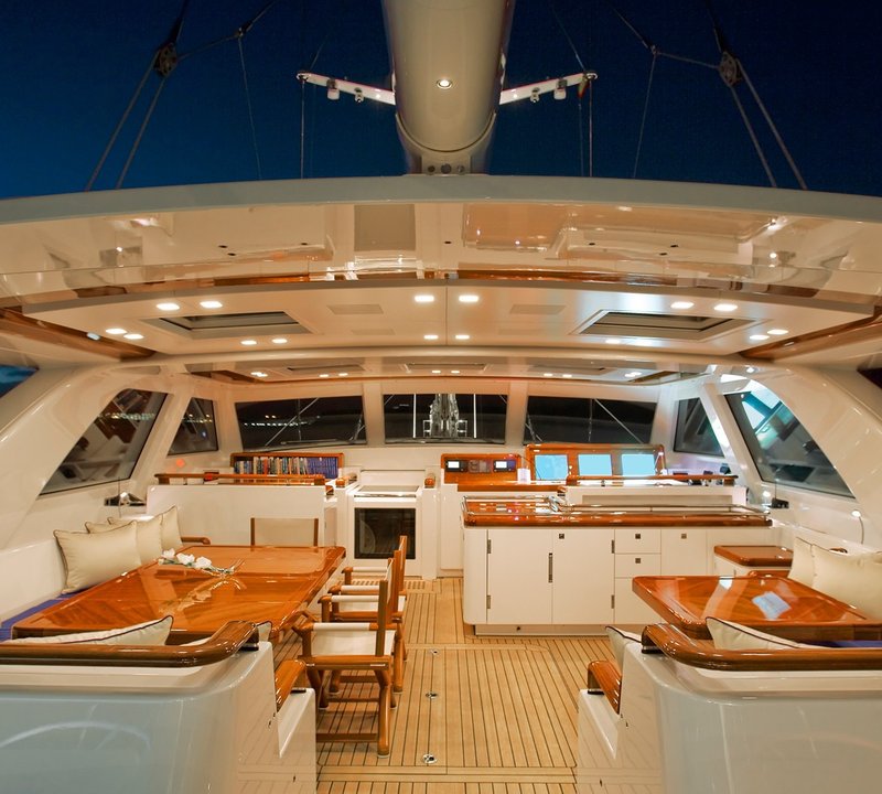 Evening: Yacht ETHEREAL's Pilot House Sitting Photograph