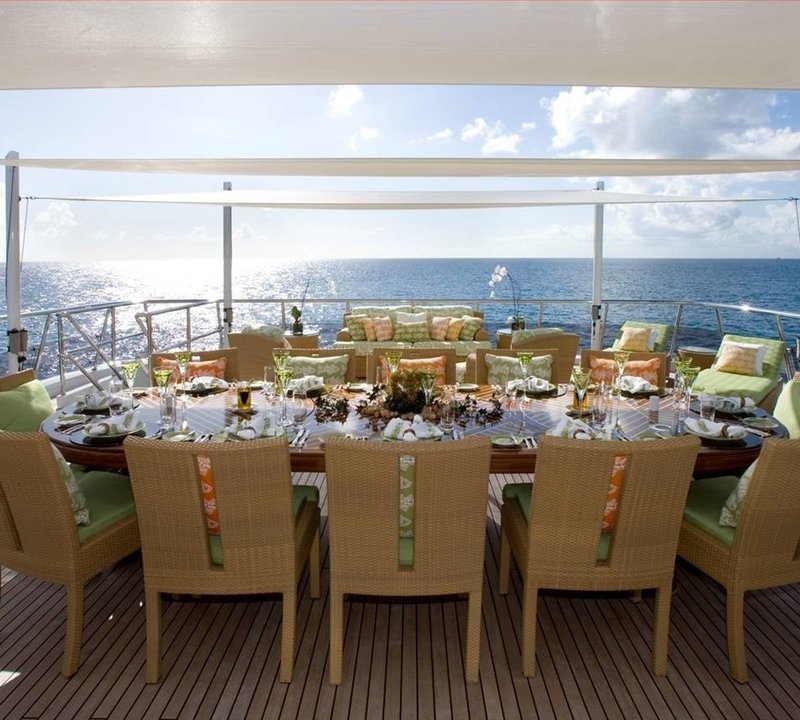 Sun Deck Eating/dining Aboard Yacht LADY SHERIDAN