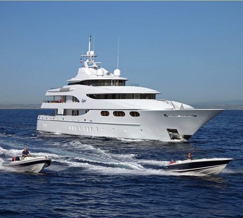 Forward Aspect Including Ship's Tenders On Yacht CAPRI