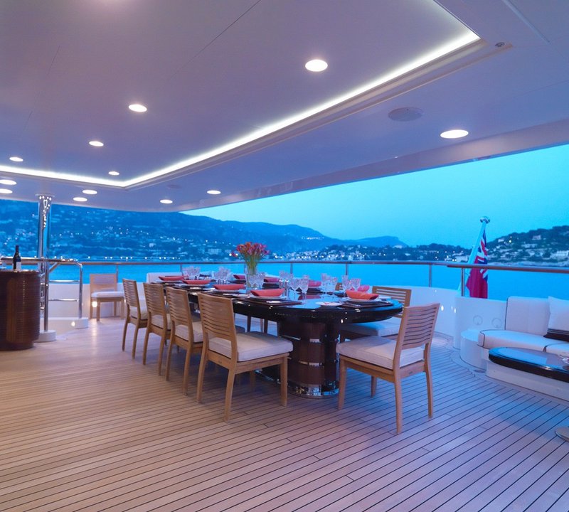 Night Time: Yacht MEAMINA's Eating/dining Pictured