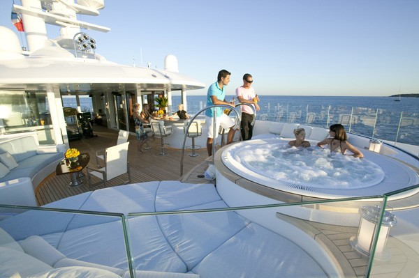 Jacuzzi Pool In Use On Yacht HUNTRESS