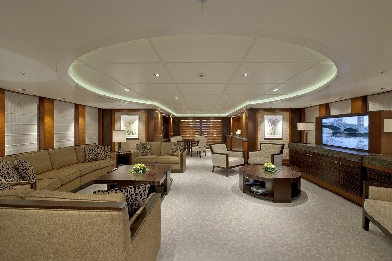 Aft: Yacht HUNTRESS's Premier Deck Saloon Captured