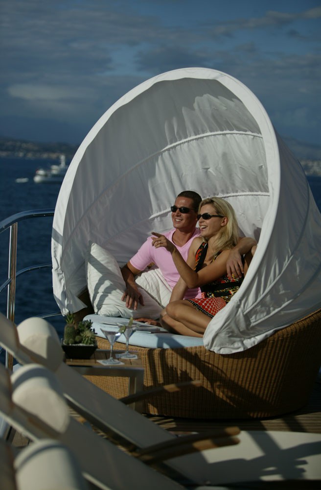 Fly-bridge Sitting On Board Yacht HUNTRESS