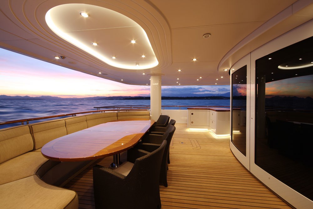 Sunset Dusk On Yacht HUNTRESS