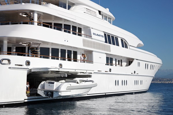 Ship's Tender Portside On Board Yacht HUNTRESS