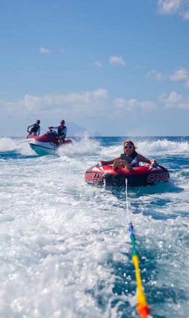 Jetski Skiing With Water Sport Toys On Yacht HUNTRESS