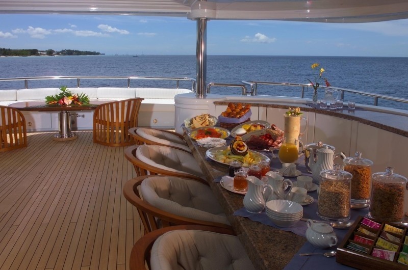 Premier Aft Deck Breakfast Drinks Bar On Board Yacht APOGEE