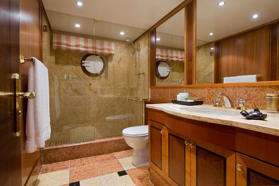 Guest's Showering Area On Yacht FORCE BLUE