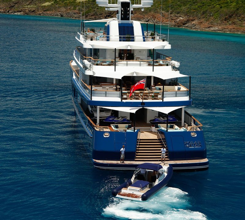 Aft Including Ship's Tender Aboard Yacht POLAR STAR