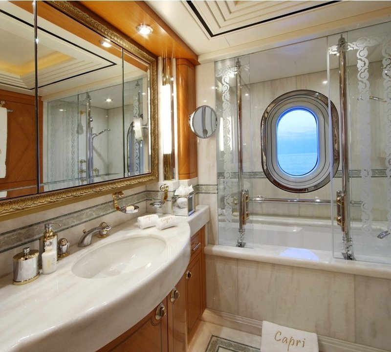 Guest's Twin Bed Bath On Yacht CAPRI