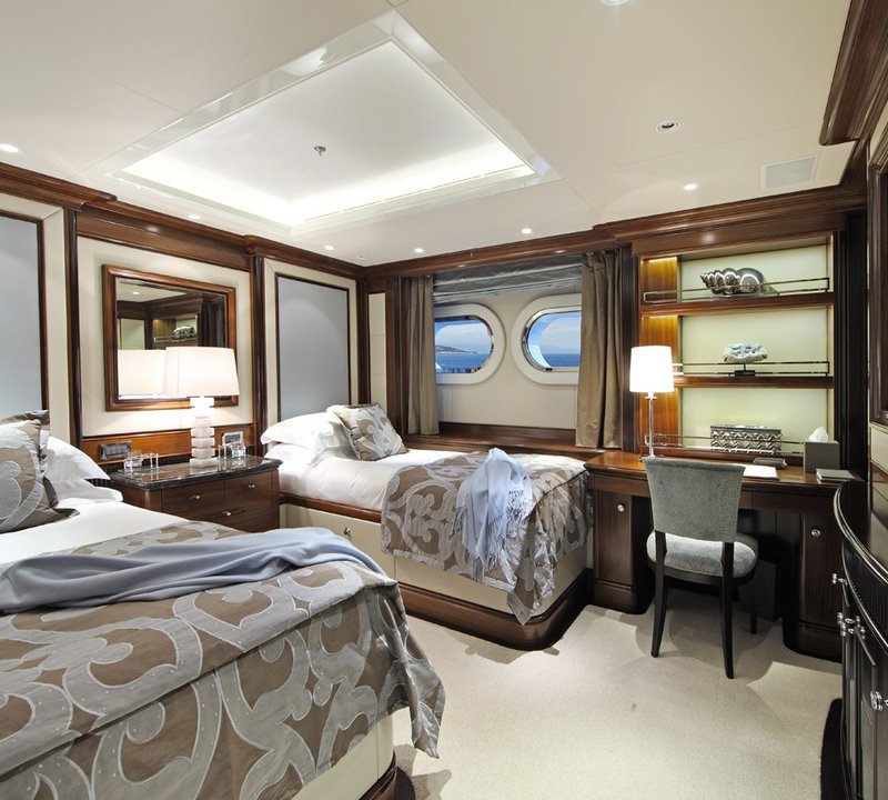Blue: Yacht SEANNA's Twin Bed Cabin Captured