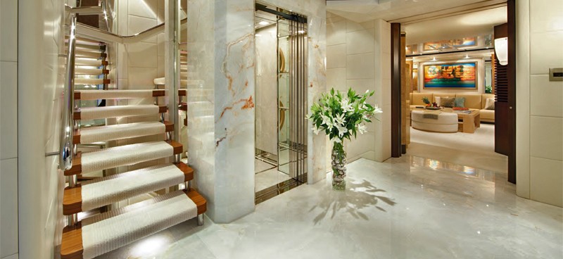 Elevator: Yacht SYCARA V's Foyer Photograph
