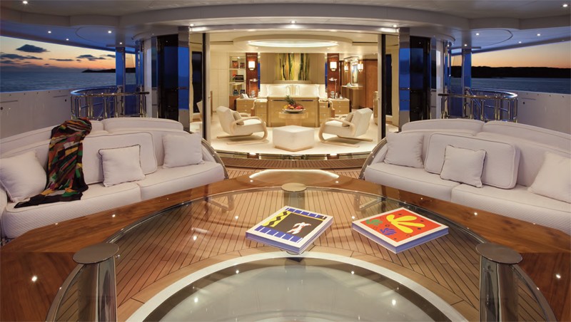 Sunset Dusk: Yacht SYCARA V's Sun Deck Captured