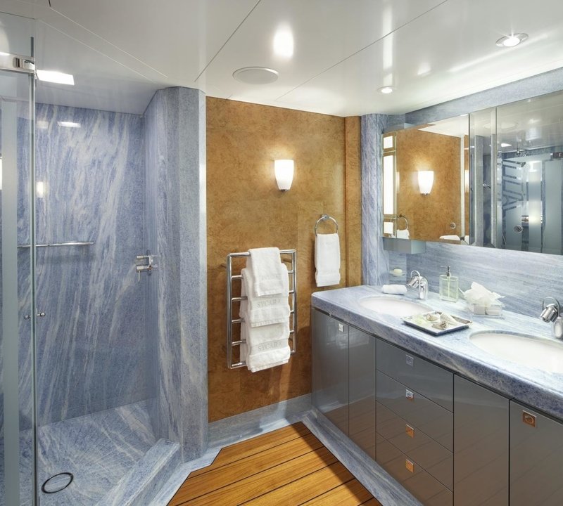 Blue: Yacht SYCARA V's Guest's Bath Photograph