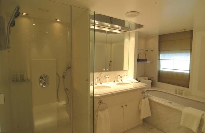 Bath: Yacht ELEGANT 007's Guest's Cabin Pictured