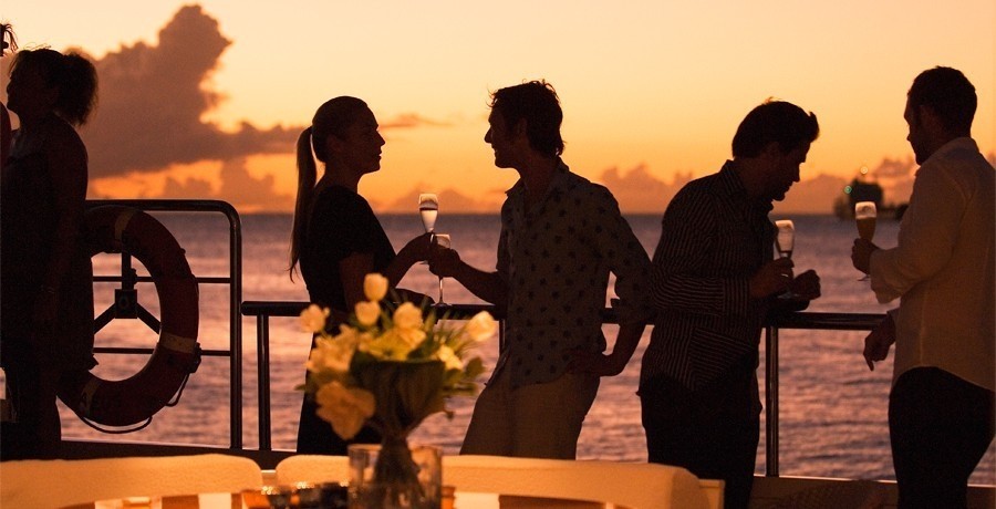 Sunset Dusk Drinks On Board Yacht ELEGANT 007