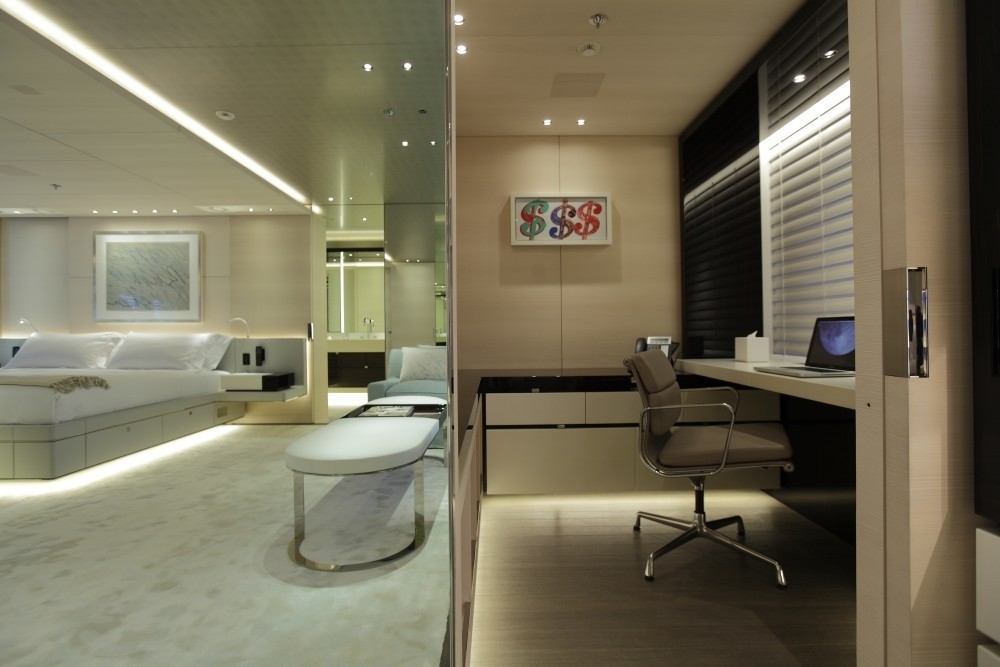 Computer Rendering Of The Personal Study Attached To The Main Master Suite On Board Yacht GRACE E