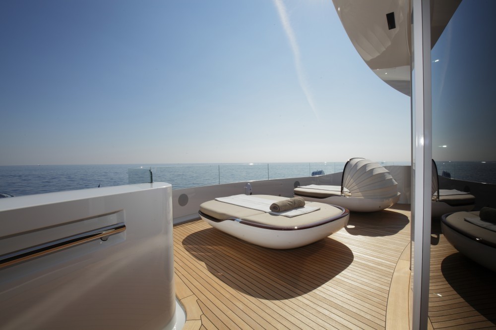 Built In Shade Upon A Sunshine Lounger On Board Yacht GRACE E