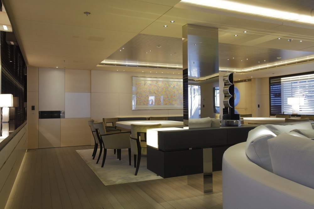 A Range Of Floodlit Fixtures With Furnishings On Board Yacht GRACE E
