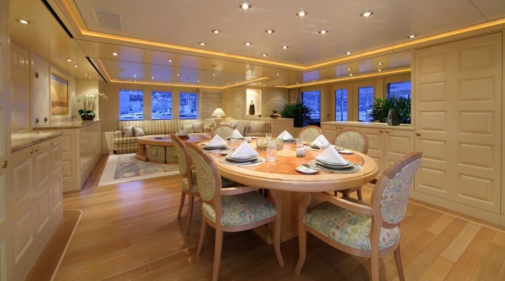 Evening: Yacht LAUREL's Sky Lounging Eating/dining With Saloon Photograph