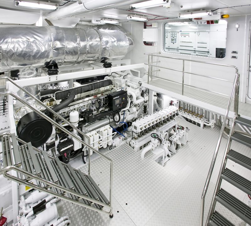 Engine Area On Yacht LAUREL