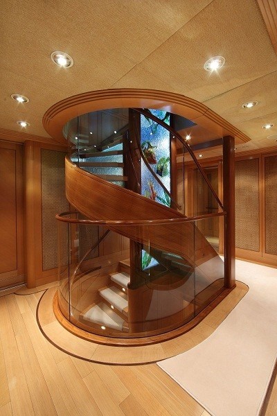 Stairway Into Lobby On Board Yacht LAUREL