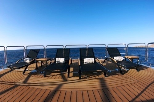 Sunshine Lounging: Yacht SIREN's Sun Deck Pictured