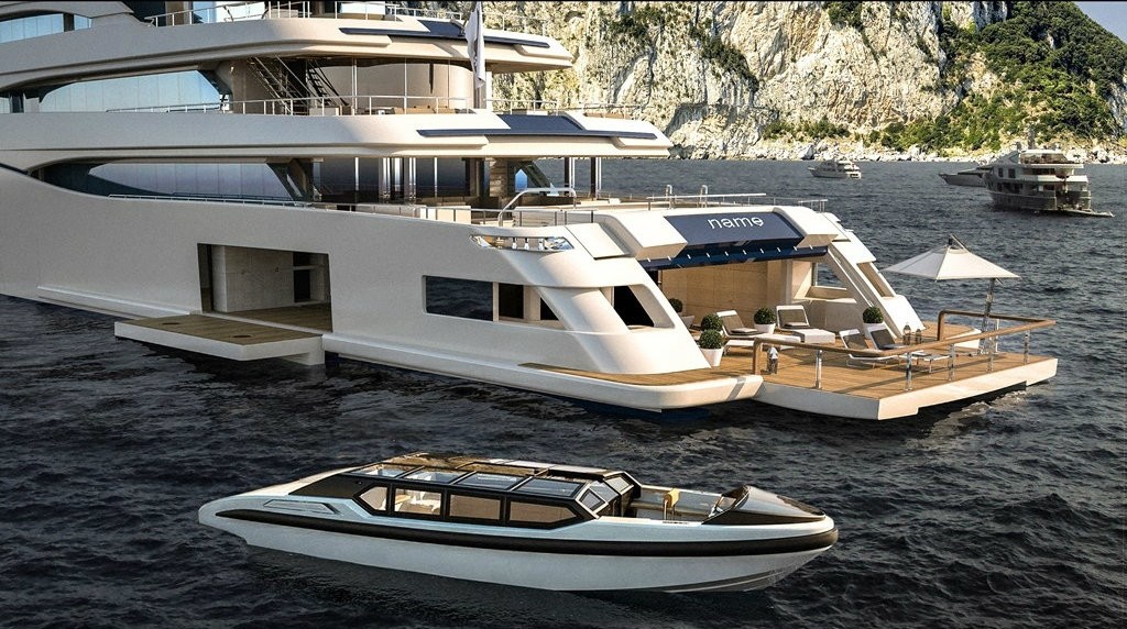 Beach club and tender and tender garage