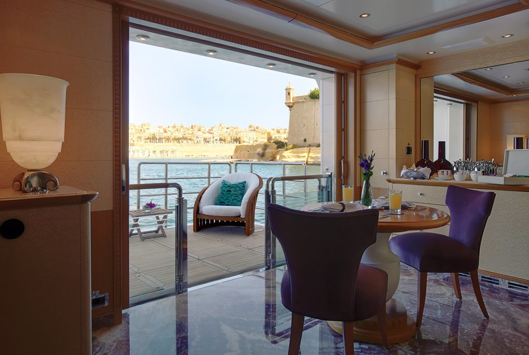 Main Master Saloon With Balcony / Terrace On Board Yacht PEGASUS VIII
