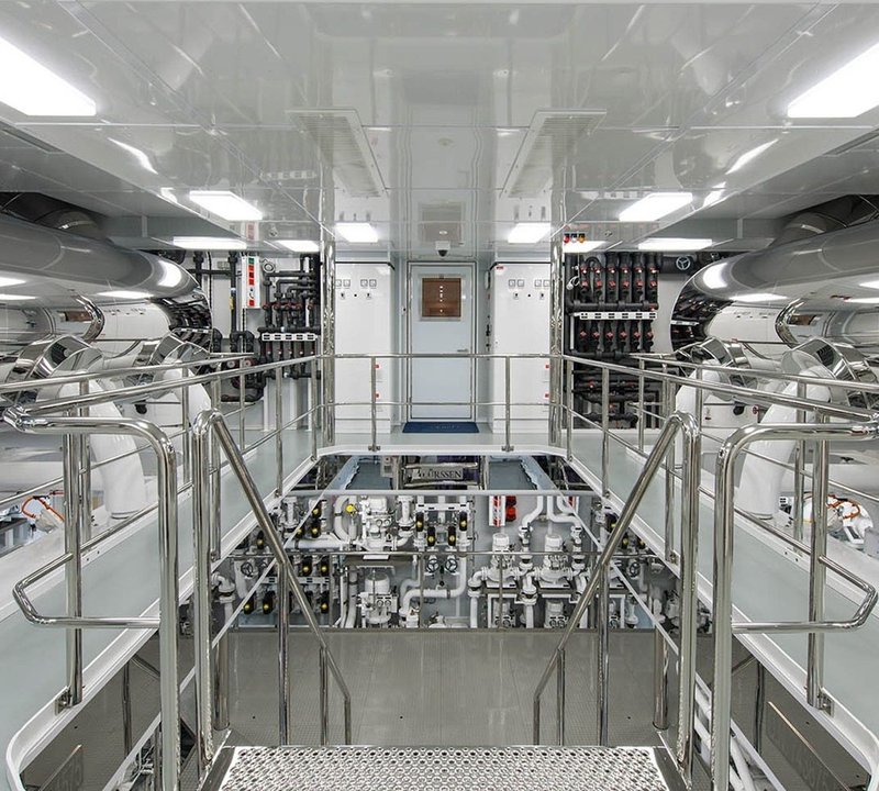 Engine Area On Yacht SOLANDGE