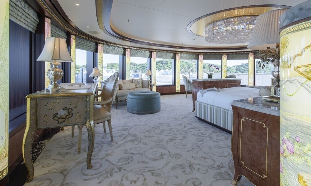 Main Master Suite With Surrounding Views On Board Yacht SOLANDGE