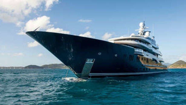 Anchorage Ship's Bow Aboard Yacht SOLANDGE